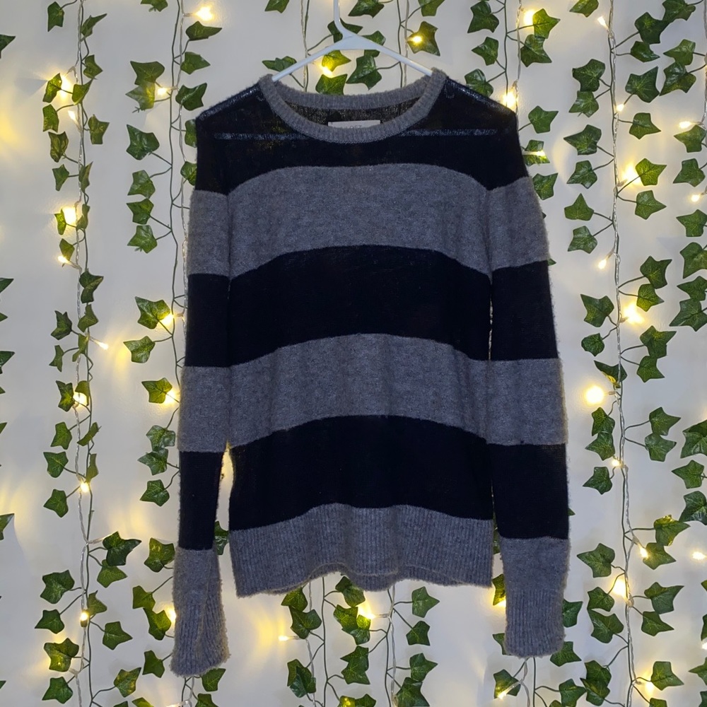 LOFT Black and Grey Long Sweater